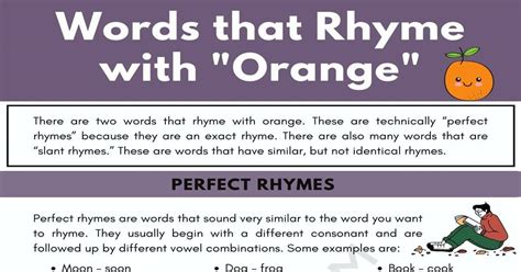 What Rhymes With Orange Yoors