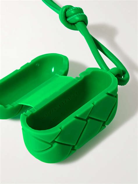 Green Intrecciato Rubber Airpods Pro Case With Leather Lanyard Bottega Veneta Mr Porter