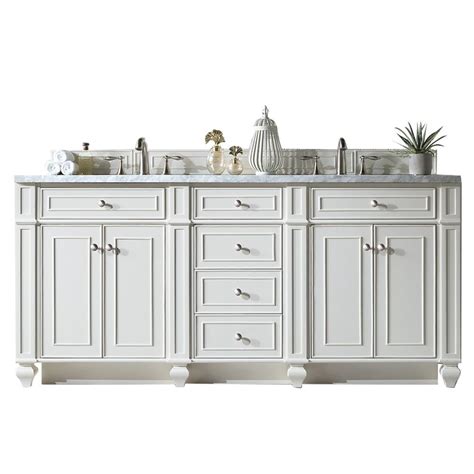 For larger bathrooms, like the ones in master bedrooms, you'll likely want to consider a double vanity, which will provide enough space for a couple or family. 72" Bristol Cottage White Double Bathroom Vanity