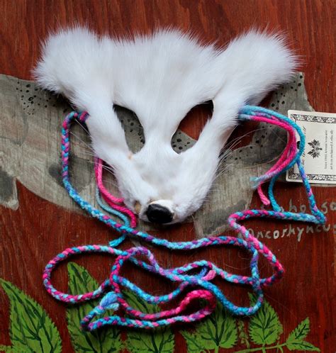 Fox Mask Real Eco Friendly White Arctic Fox Fur Mask