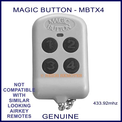 Magic Button Mbtx4 Grey 4 Button Garage Door And Gate Remote Control