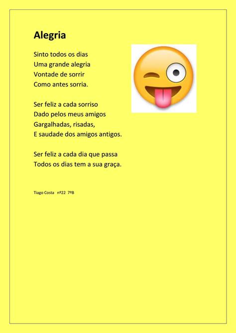 Alegria Tiago Costa Poema By Bibliotecas Escolares Do Agrupamento Padre