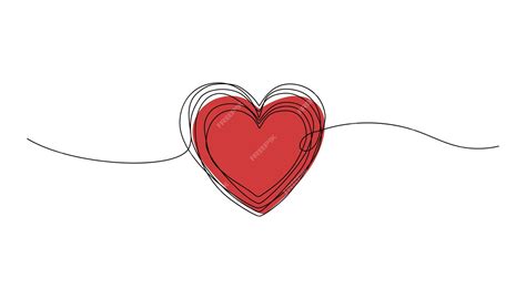 Premium Vector One Line Heart Shape Drawing Doodle Continuous Line