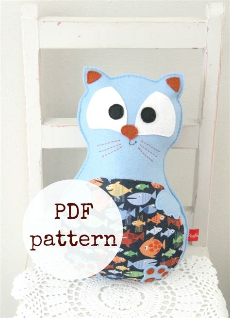 Felt Cat Toy Sewing Pattern Domestic Animal Pdf Pattern Etsy