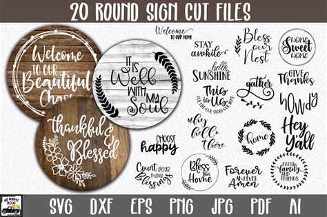 Round Sign Bundle Round Svg Files Farmhouse Signs By Shannon Keyser