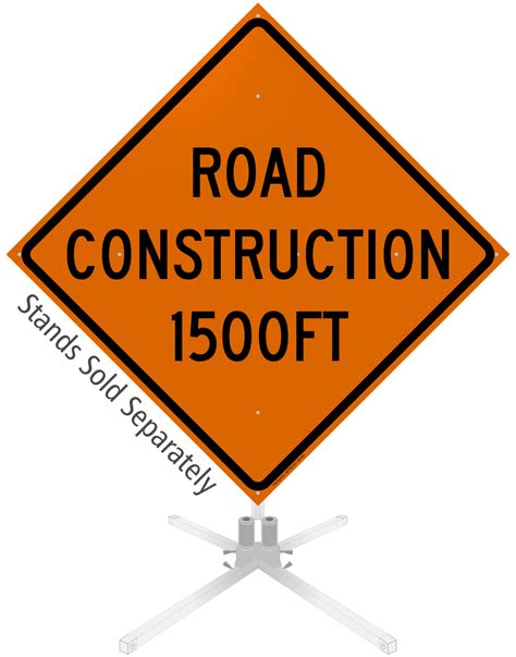 Road Construction 1500 Feet Roll Up Sign Sku Wm 0051