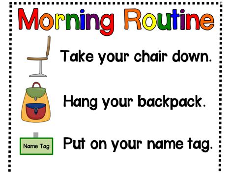 Kindergarten Kids At Play Classroom Morning Routine Poster Freebie And