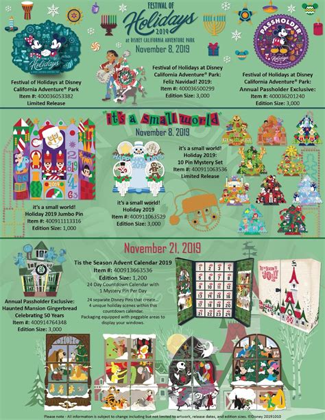 Festival Of Holidays Its A Small World And Advent 2019 Disneyland Pins