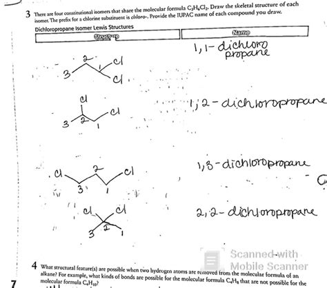 A Draw The Structural Formulas And Name All The Isomers Of C H Cl My
