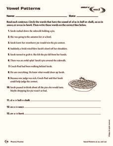 They might seem confusing at first because of the pronunciations. Vowel Patterns Worksheet for 2nd - 3rd Grade | Lesson Planet