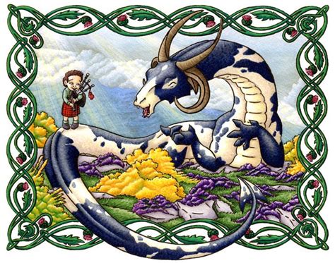 Bagpipes Springtime In The Hebrides Dragon Illustration Based On The