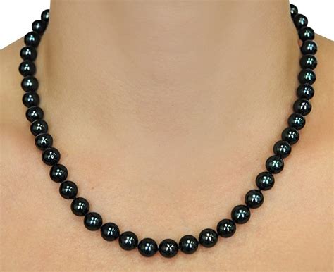 Mm Japanese Akoya Black Pearl Necklace Aaa Quality