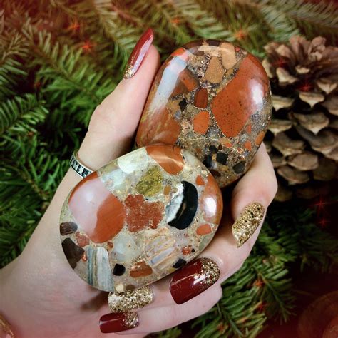 Brecciated Jasper Warrior Palm Stones for vitality, courage, and strength
