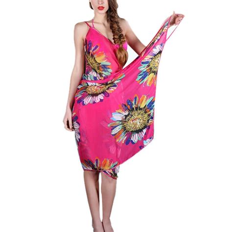 Boho V Neck Chiffon Wrap Dress Sarong Beach Cover Up Bikini Wrap Skirt On Luulla