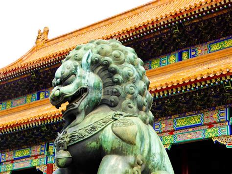 Bronze Lion Of Beijing Forbidden City Stock Photo Image Of Building