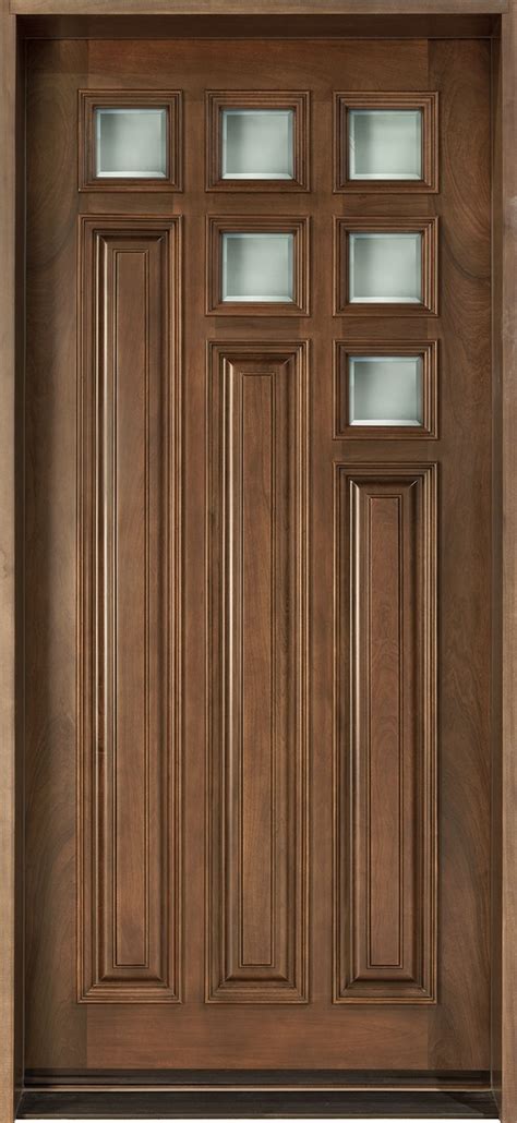 Modern Front Door Custom Single Solid Wood With Walnut Finish