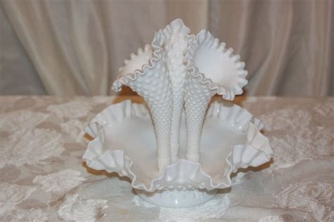 We did not find results for: FENTON EPERGNE WHITE HOBNAIL MILK GLASS 3 HORNS FLOWER ...