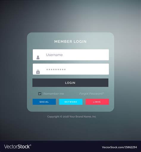 Elegant Login Ui Template Form Design With Vector Image