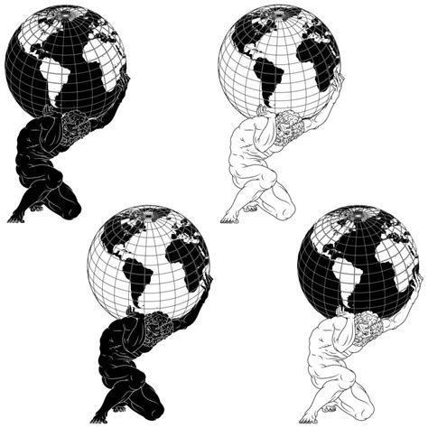 Vector Design Of The Titan Atlas Holding The Planet Earth On His