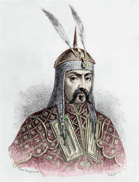 Gengis Khan 1st Mongolian Emperor Engraving Drawing By Unknown Pixels