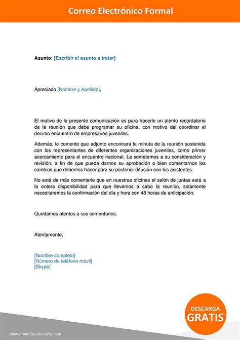 Ejemplos De Correo Electrónico Formal Para Descargar Word