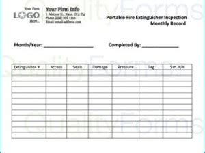 Free to download and print. Sprinkler / Extinguisher Inspection Forms - Forms