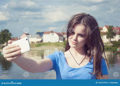 Beautiful Woman Instagram Woman Taking A Selfie With Smart Phone