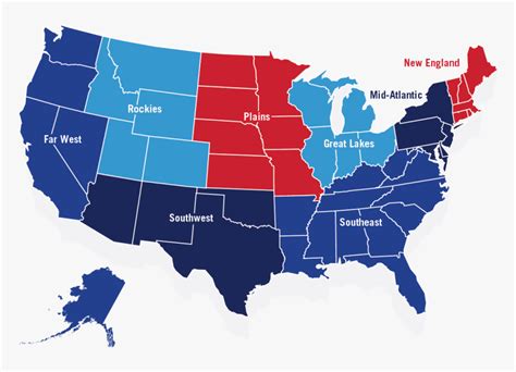 U S Map With Names Of States In Red White Blue