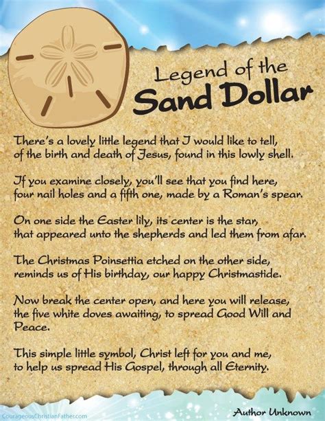Free Printable Printable Legend Of The Sand Dollar