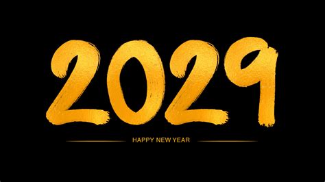 Feliz Año Nuevo 2029 Números Dorados Caligrafía Manuscrita Ilustración