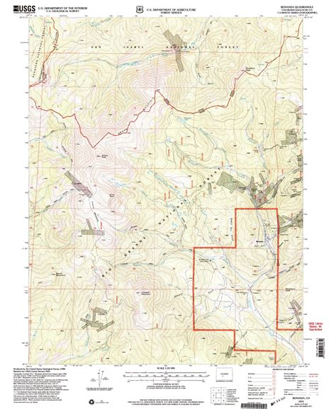 Classic USGS Bonanza Colorado 7.5'x7.5' Topo Map – MyTopo Map Store