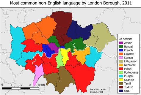 Map Of Most Common 2nd Language In London By Borough Reurope