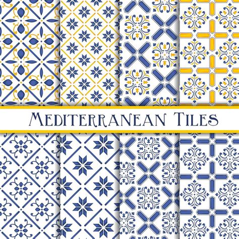 Collection Of Mediterranean Tile Patterns 694675 Vector Art At Vecteezy
