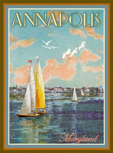 Annapolis Md Vintage Art Deco Style Travel Poster By Aurelio Grisanty