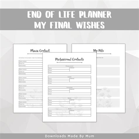 End Of Life Planner Printable Emergency Binder Estate Planning Death