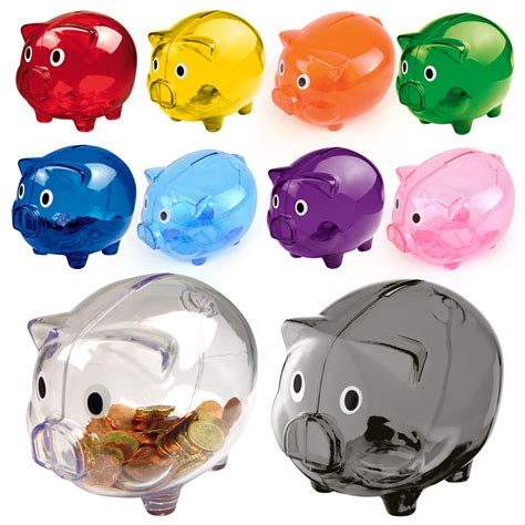 One of the best ways to stay on track with saving your spare change is to use a unique piggy bank. Piggy Bank Money Box Saving Coins Cash Fun Gift Plastic Pig Safe Transparent Kid | eBay