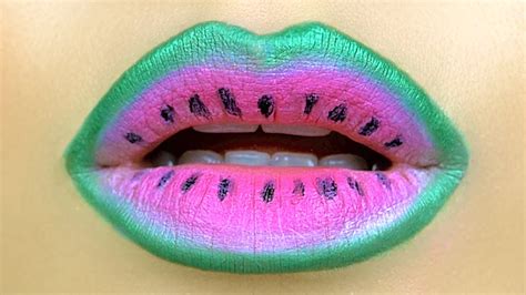 Diy Lipstick Lip Art Makeup Tutorial Watermelon Youtube