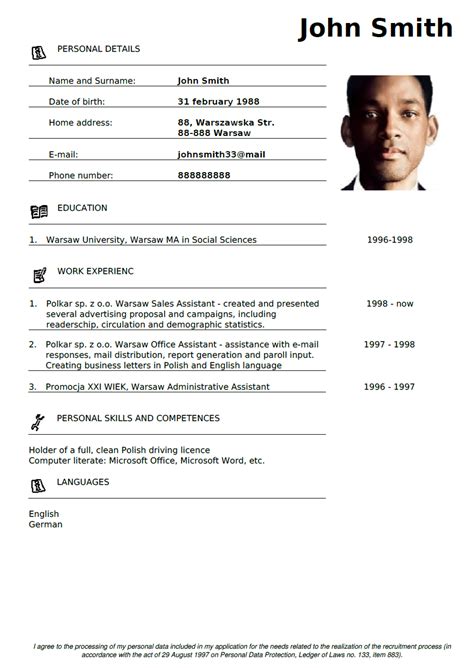 How to write a curriculum vitae (cv format, sample or example for job application). Create CV