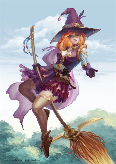 Artstation Witch On A Broomstick Ekaterina Belousova Fantasy Witch