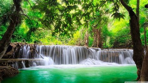Green Tropical Waterfall High Definition Waterfalls Hd Wallpaper