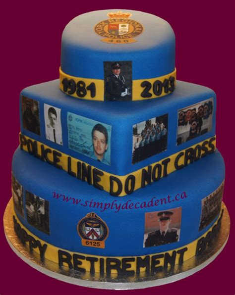 3 Tier Fondant Retirement Cake With Edible Images And Police Line Do