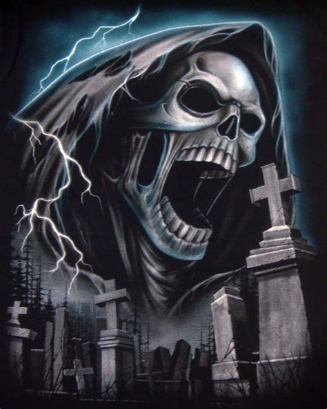 Colored native skull american tattoo on left forearm. Screaming Grim Reaper T-shirt | T-Shirts | Mens | Tattoo ...
