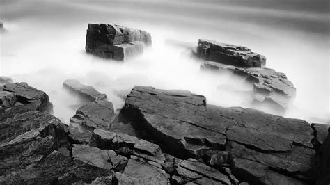 Wallpaper Sea Rock Stones Mist Coast Cliff Terrain Cloud