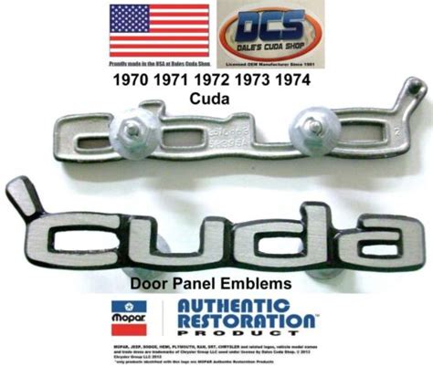 1970 74 Plymouth Cuda Door Panel Emblems Cuda 3510863 New Mopar Usa
