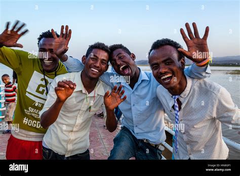Friendly Young Ethiopian Men Lake Ziway Ethiopia Stock Photo Alamy