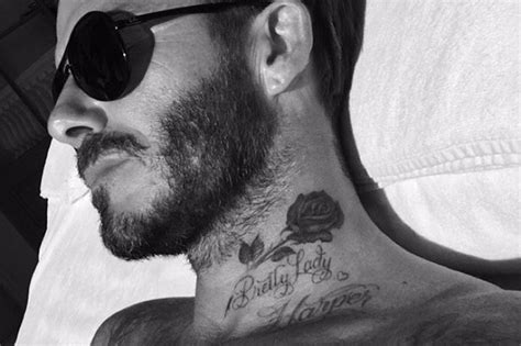 David Beckham Shows Off New Rose Neck Tattoo As He Soaks Up The Sun In