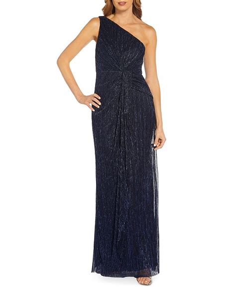 Adrianna Papell Stardust Pleated One Shoulder Gown Bloomingdales