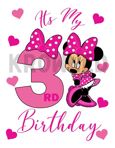 Minnie Mouse 3rd Birthday Shirt Minnie Mouse Birthday Iron On Transfer