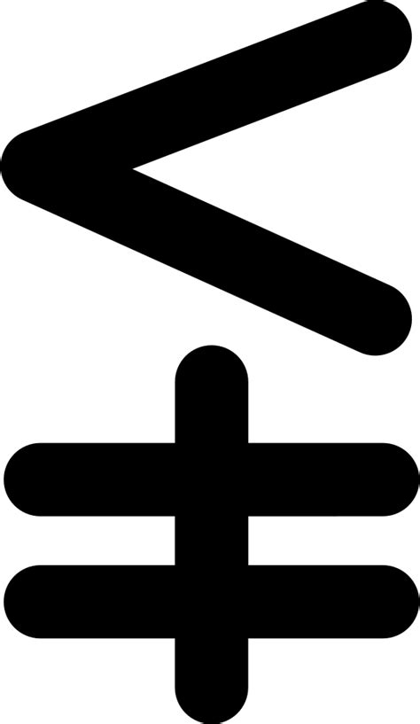 You can find many mathematical symbols here including approximately equal to, not equal to, less than or equal to, greater than or. Less Vertical Not Equal Mathematical Symbol Svg Png Icon ...