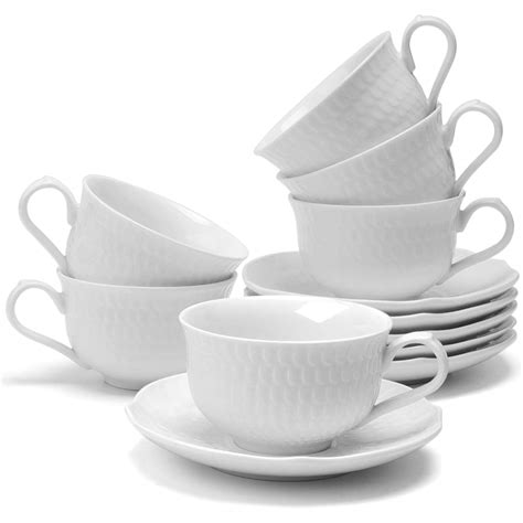 Buy Amhomel Porcelain Cappuccino Cups With Saucers Set Of 6 6 Oz